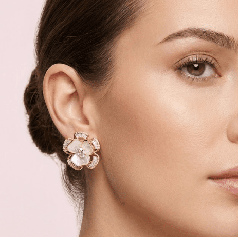 Aros Flor y amor™ Aros bañados en oro 14k con brillantes - Podios