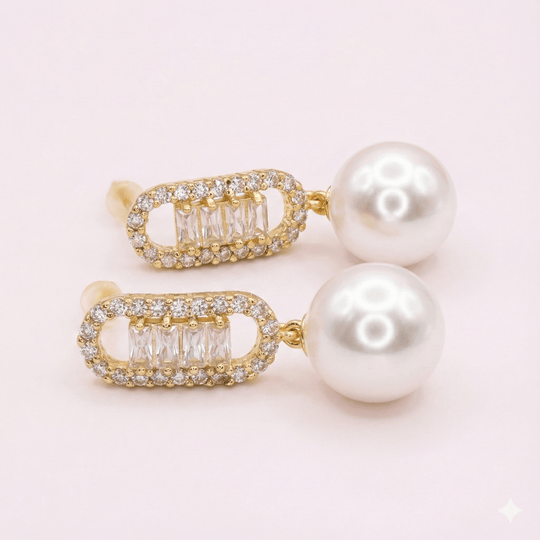 Aros Forza Lumiere Collection - aros de perlas cultivadas enchapadas en oro de 18k - Podios