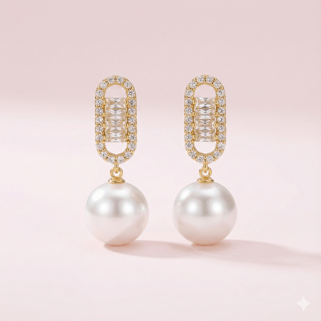 Aros Forza Lumiere Collection - aros de perlas cultivadas enchapadas en oro de 18k - Podios