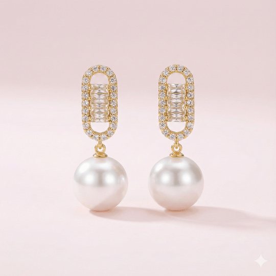 Aros Forza Lumiere Collection - aros de perlas cultivadas enchapadas en oro de 18k - Podios