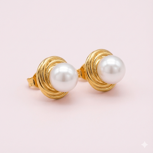 Aros Mid Lumiere Collection - aros de perlas cultivadas enchapadas en oro de 18k - Podios