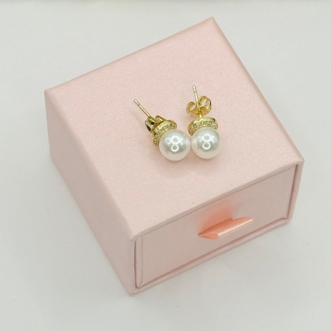 Aros Petite Lumiere Collection - aros de perlas cultivadas enchapadas en oro de 18k - Podios