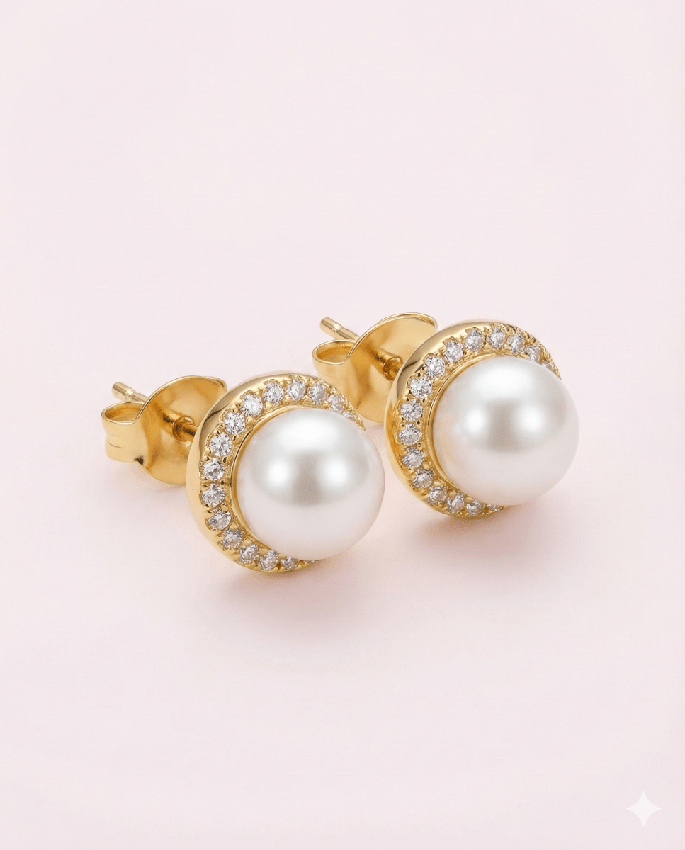 Aros Petite Lumiere Collection - aros de perlas cultivadas enchapadas en oro de 18k - Podios