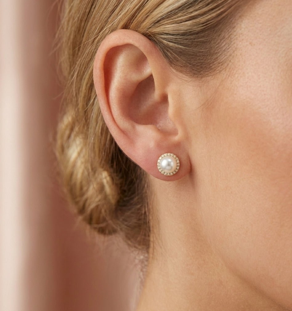 Aros Petite Lumiere Collection - aros de perlas cultivadas enchapadas en oro de 18k - Podios