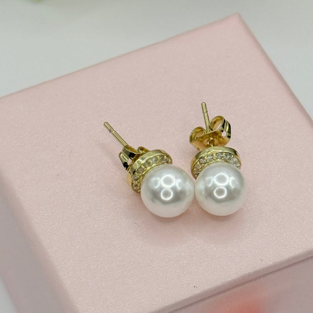 Aros Petite Lumiere Collection - aros de perlas cultivadas enchapadas en oro de 18k - Podios