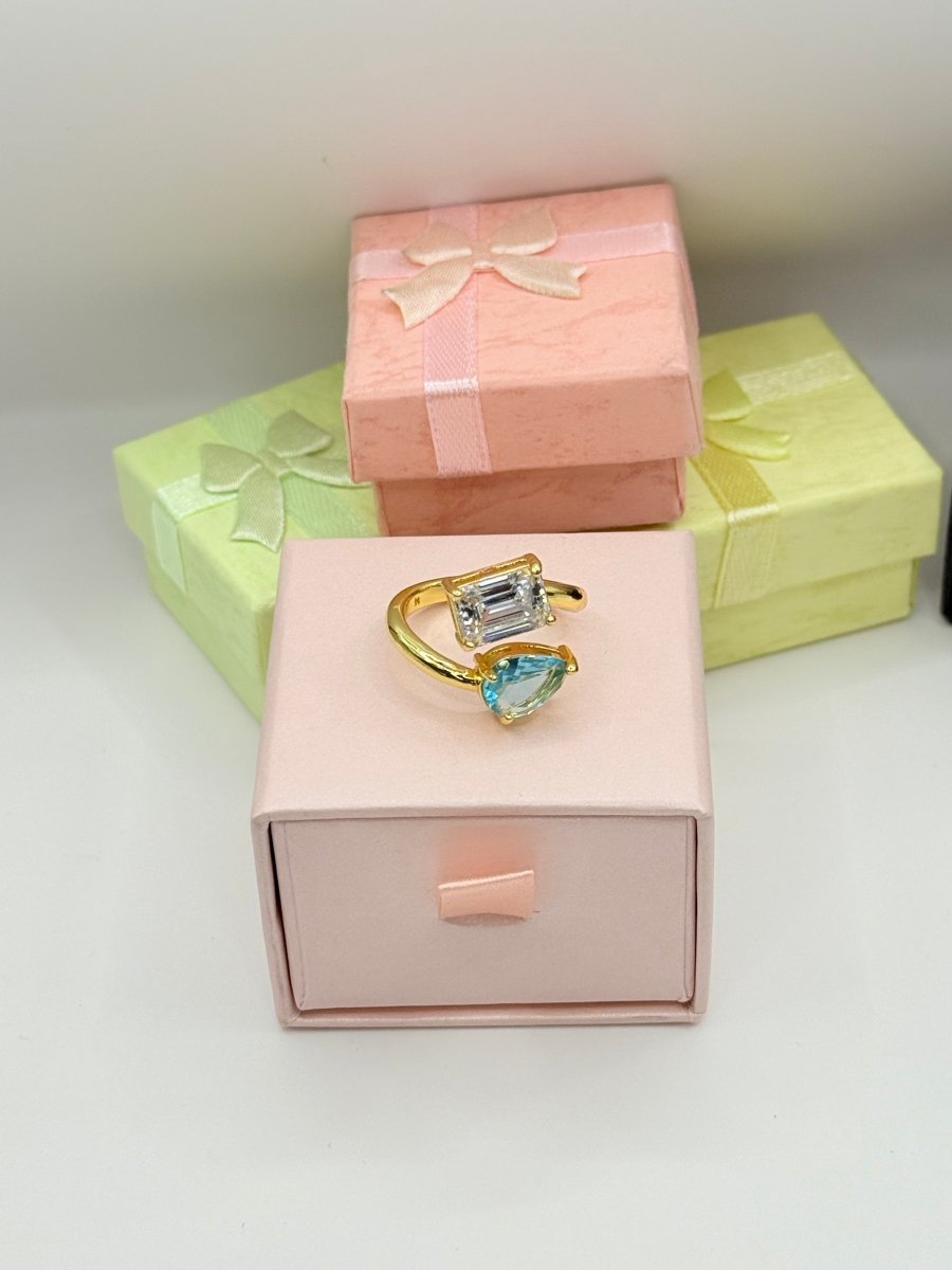 Carry me 2 brillantes - anillo ajustable bañado en oro de 18k - Podios