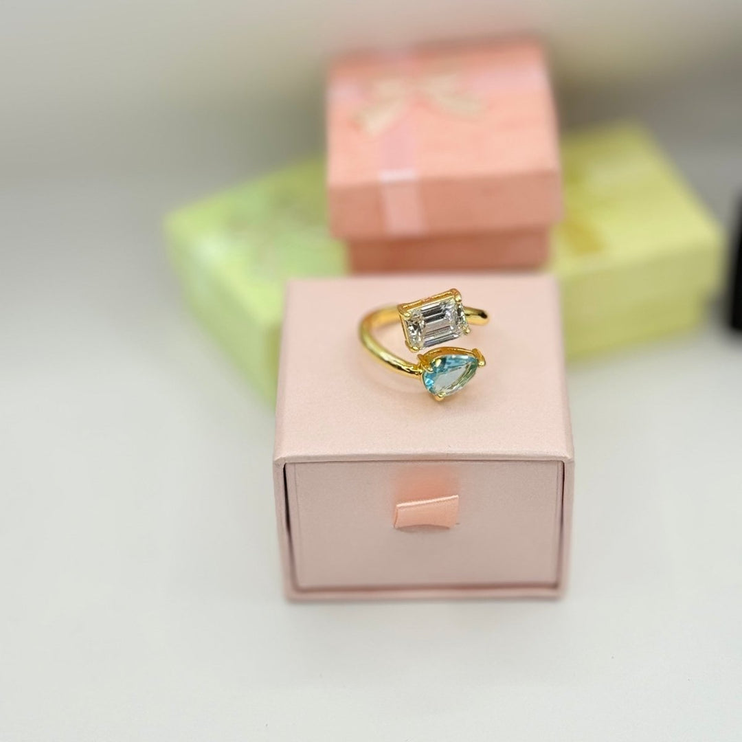 Carry me 2 brillantes - anillo ajustable bañado en oro de 18k - Podios