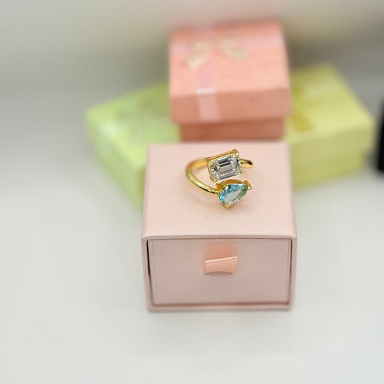 Carry me 2 brillantes - anillo ajustable bañado en oro de 18k - Podios