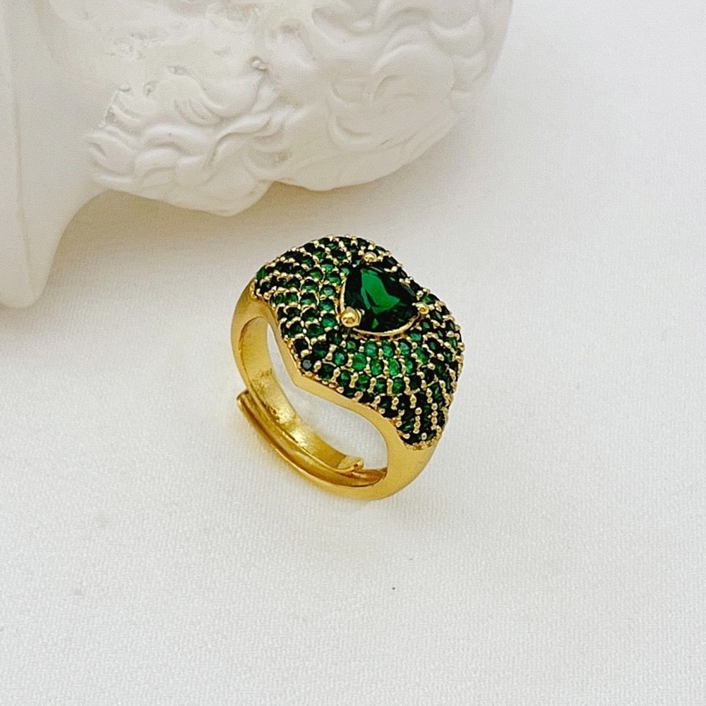 Carry me Adore - anillo enchapado en oro 18k con circón verde - Podios