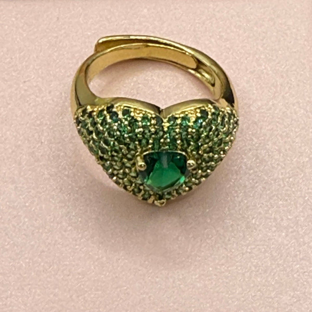 Carry me Adore - anillo enchapado en oro 18k con circón verde - Podios