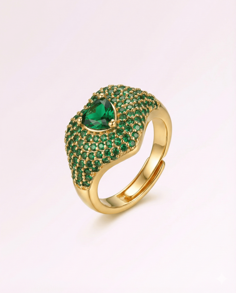 Carry me Adore - anillo enchapado en oro 18k con circón verde - Podios