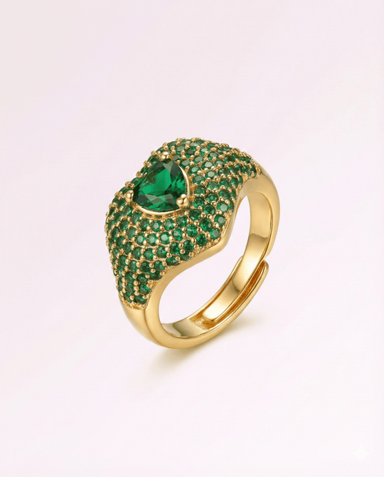 Carry me Adore - anillo enchapado en oro 18k con circón verde - Podios