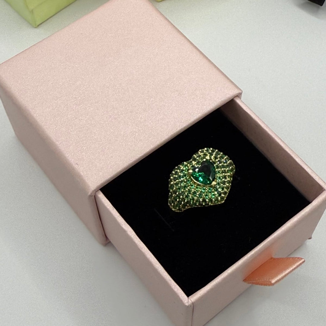 Carry me Adore - anillo enchapado en oro 18k con circón verde - Podios