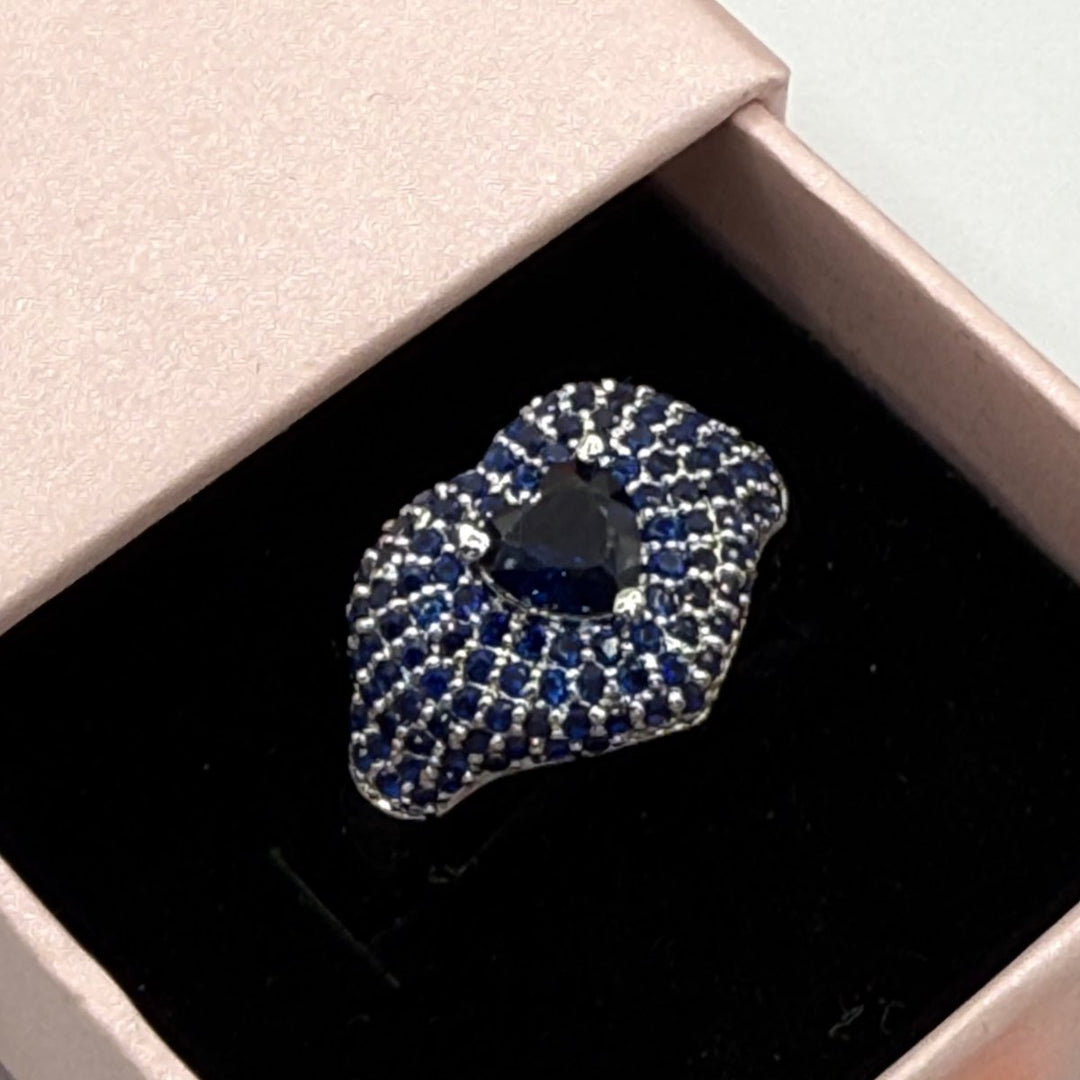 Carry me Adore - anillo enchapado en plata 925 con circón azul - Podios