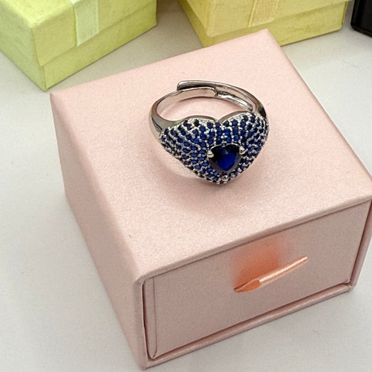 Carry me Adore - anillo enchapado en plata 925 con circón azul - Podios