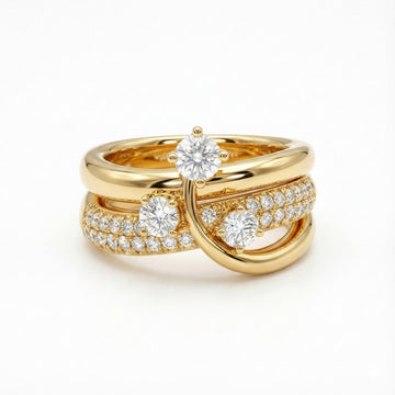 Carry me Estrella Fugaz™ Exclusivo anillo de 3 estrellas en doble capa, bañado en oro y ajustable