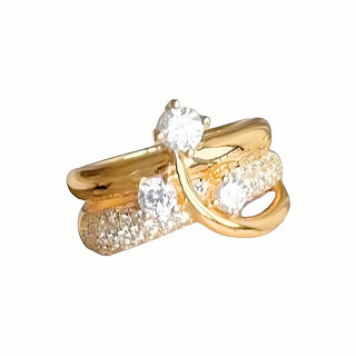 Carry me Estrella Fugaz™ Exclusivo anillo de 3 estrellas en doble capa, bañado en oro y ajustable