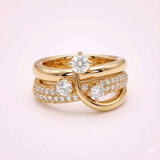 Carry me Estrella Fugaz™ Exclusivo anillo de 3 estrellas en doble capa, bañado en oro y ajustable