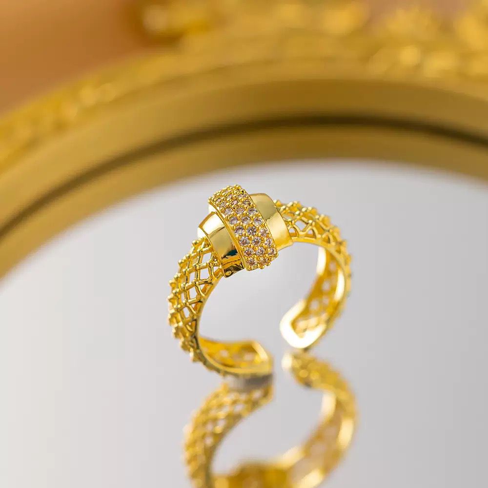 Carry me GTX Lisieux - anillo enchapado en oro 14k con circones brillantes - Podios