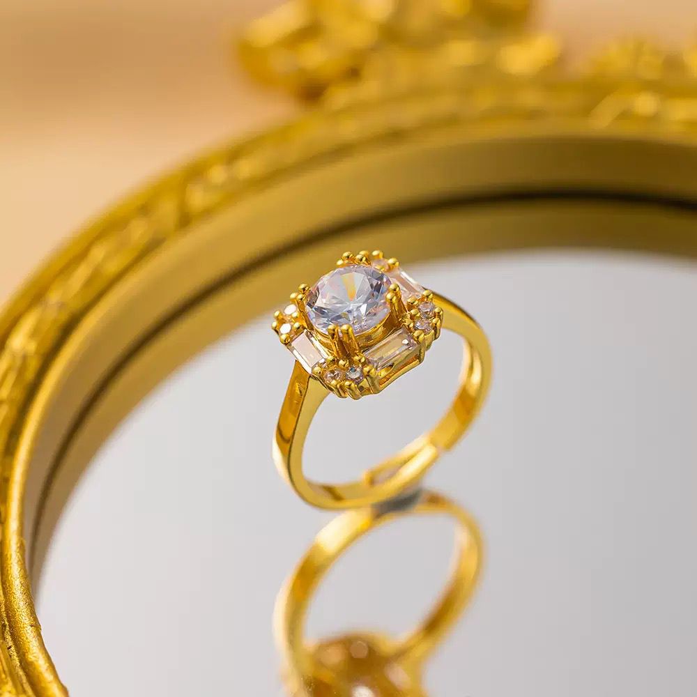 Carry me GTX Orleans - anillo enchapado en oro 14k con cristal central - Podios