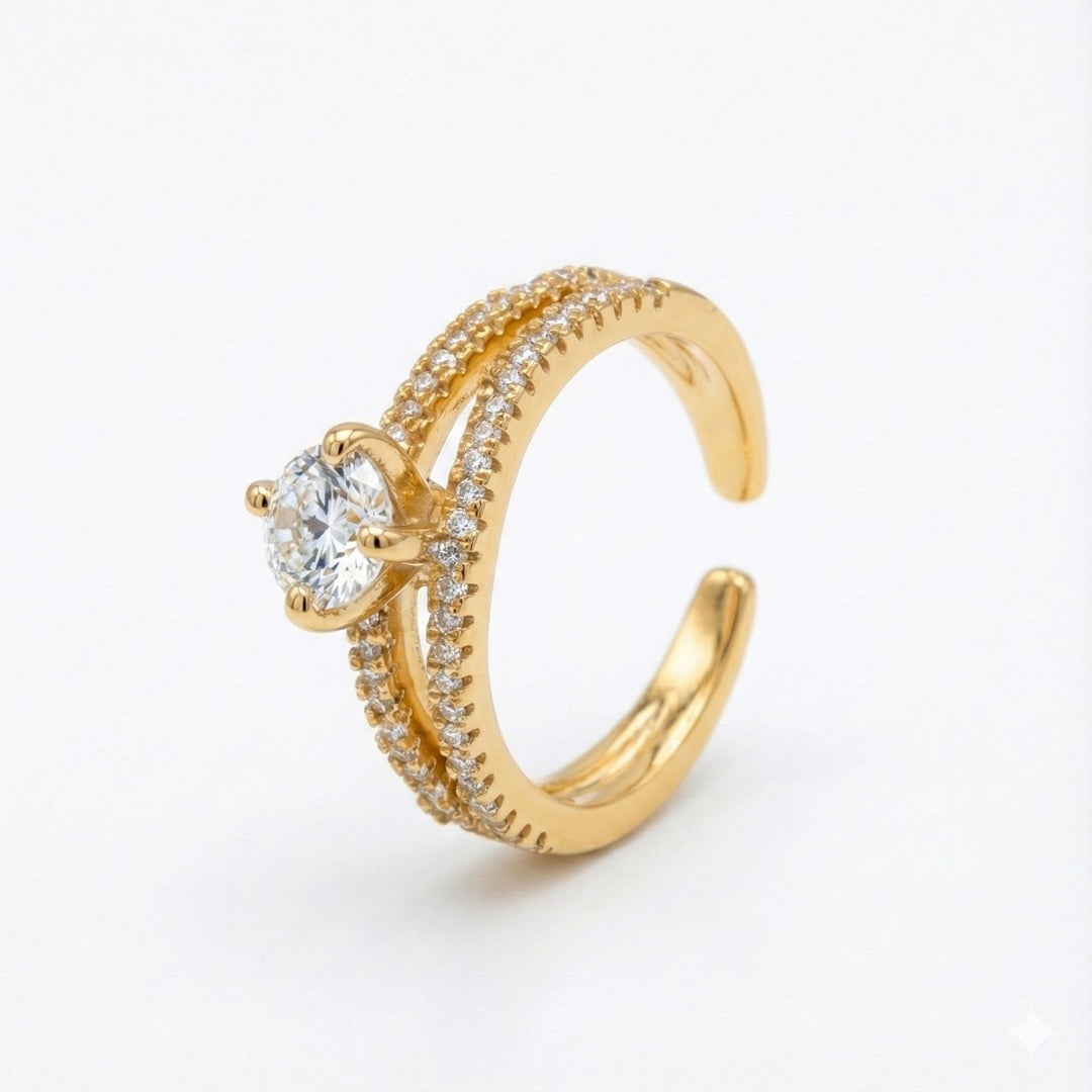 Carry me Joy - anillo ajustable bañado en oro de 14k - Podios