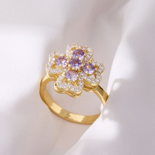 Carry me LUCKY™ Anillo ajustable antiestrés de trébol giratorio de 4 hojas - Podios