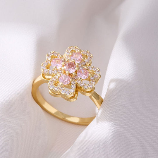 Carry me LUCKY™ Anillo ajustable antiestrés de trébol giratorio de 4 hojas - Podios