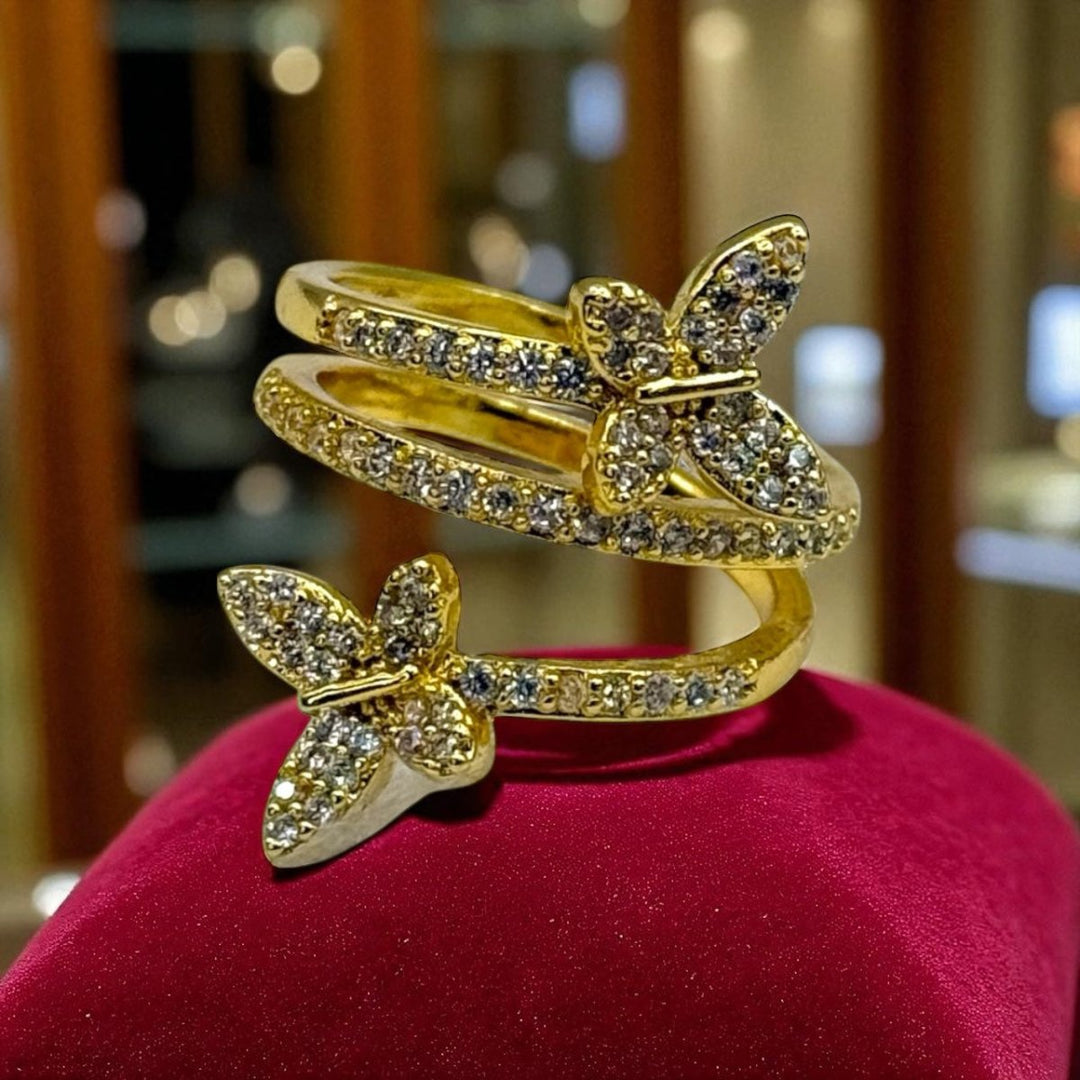 Carry me Mariposa™ Anillo ajustable de acero inoxidable - Podios