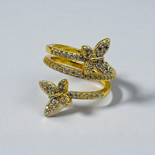 Carry me Mariposa™ Anillo ajustable de acero inoxidable - Podios