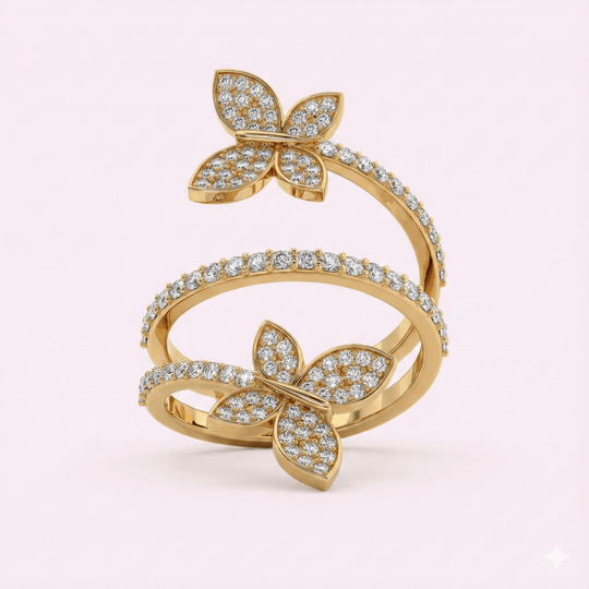 Carry me Mariposa™ Anillo ajustable de acero inoxidable - Podios