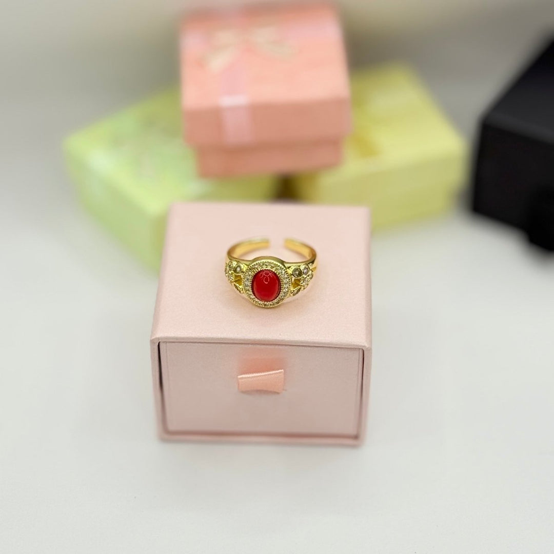 Carry me Red - anillo ajustable bañado en oro de 18k - Podios