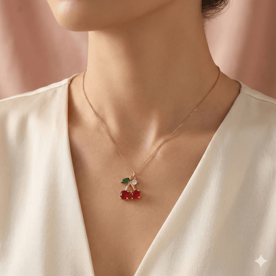 Cherry Sweet - collar enchapado en oro 14k con pétalos de cristales - Podios