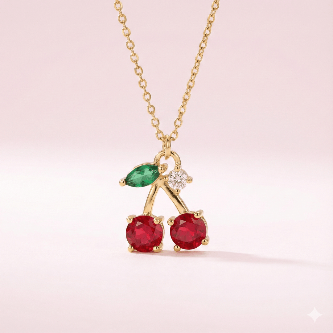 Cherry Sweet - collar enchapado en oro 14k con pétalos de cristales - Podios