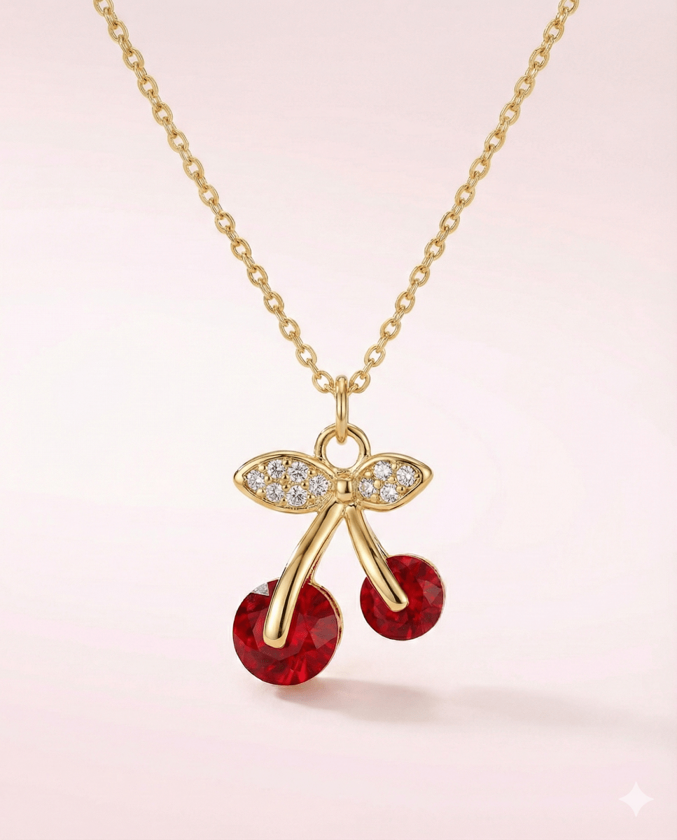 Cherry White - collar enchapado en oro 14k con pétalos de brillantes - Podios