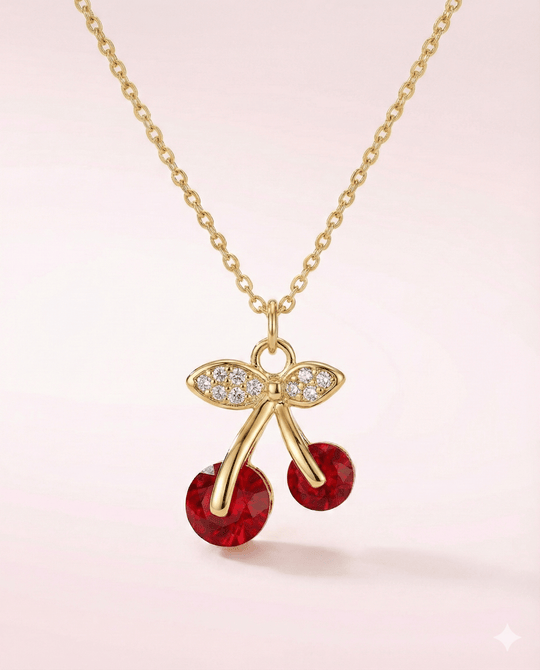 Cherry White - collar enchapado en oro 14k con pétalos de brillantes - Podios