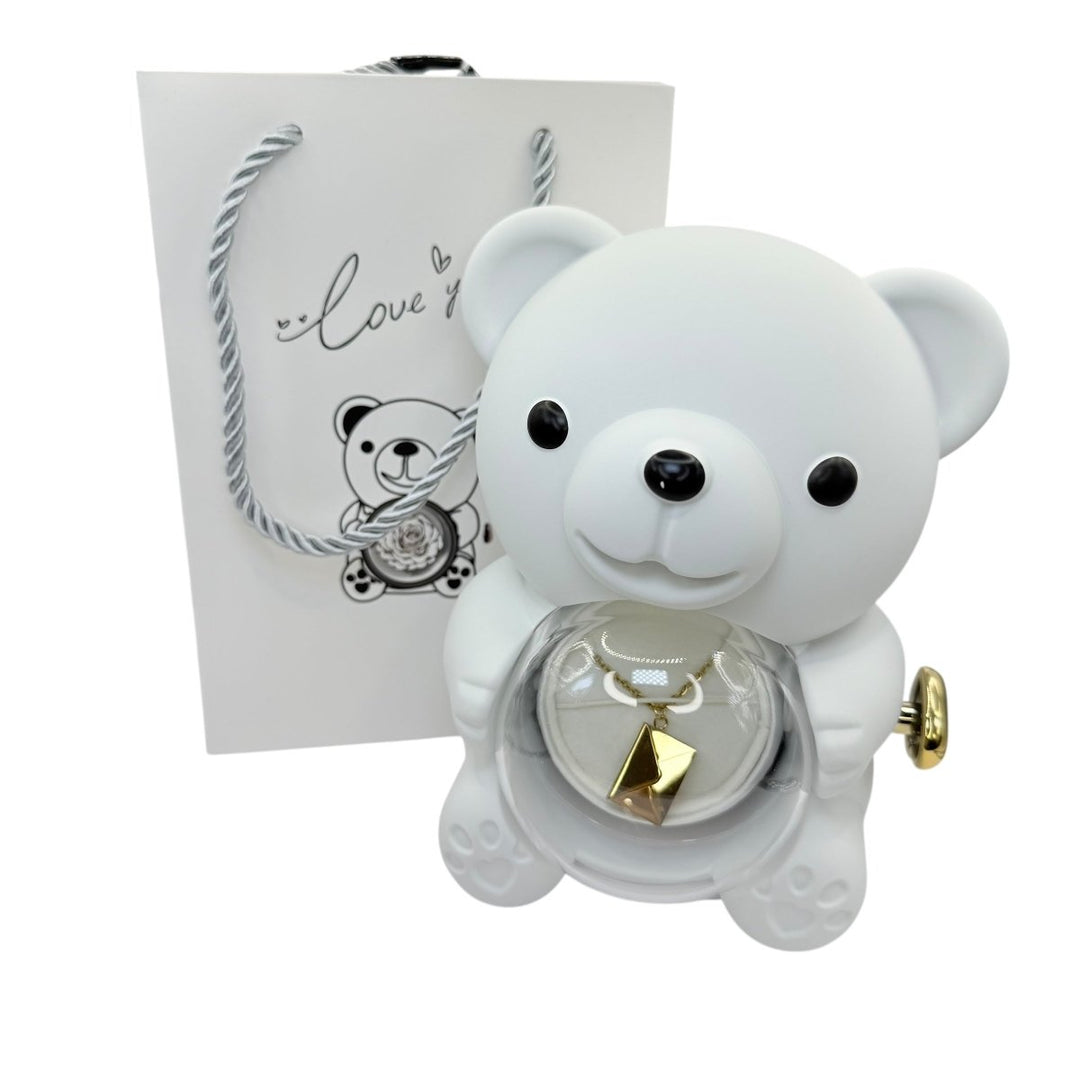 Collar Carta Secreta "Te amo" en caja de Oso - Collar bañado en oro 18k con mensaje "Te amo" en su interior - Podios