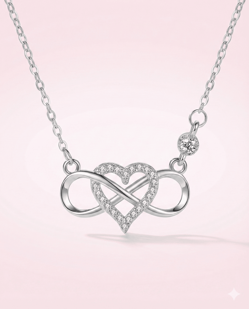 Collar Éternité d'Amour - Plata 925 con diseño de infinito entrelazado con un corazón - Podios