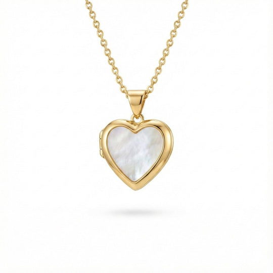 Collar portaretrato de corazón enchapado en oro de 18k - Podios