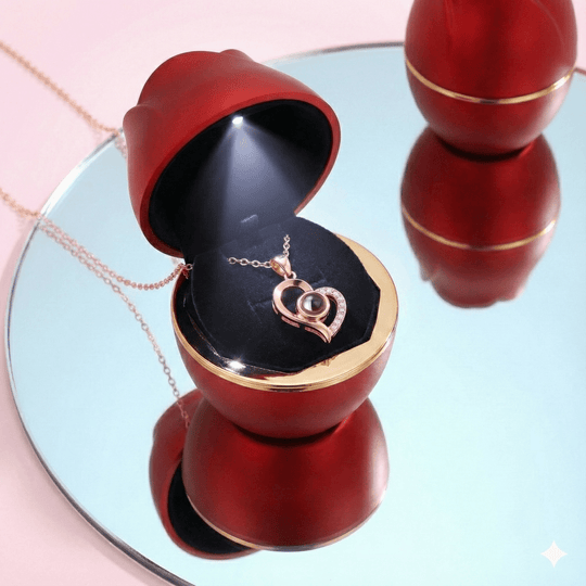 Collar te amo en 100 idiomas en caja de rosa LED - Podios