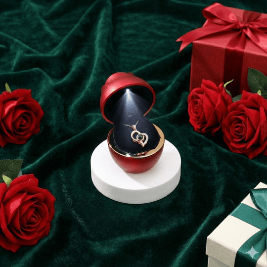 Collar te amo en 100 idiomas en caja de rosa LED - Podios