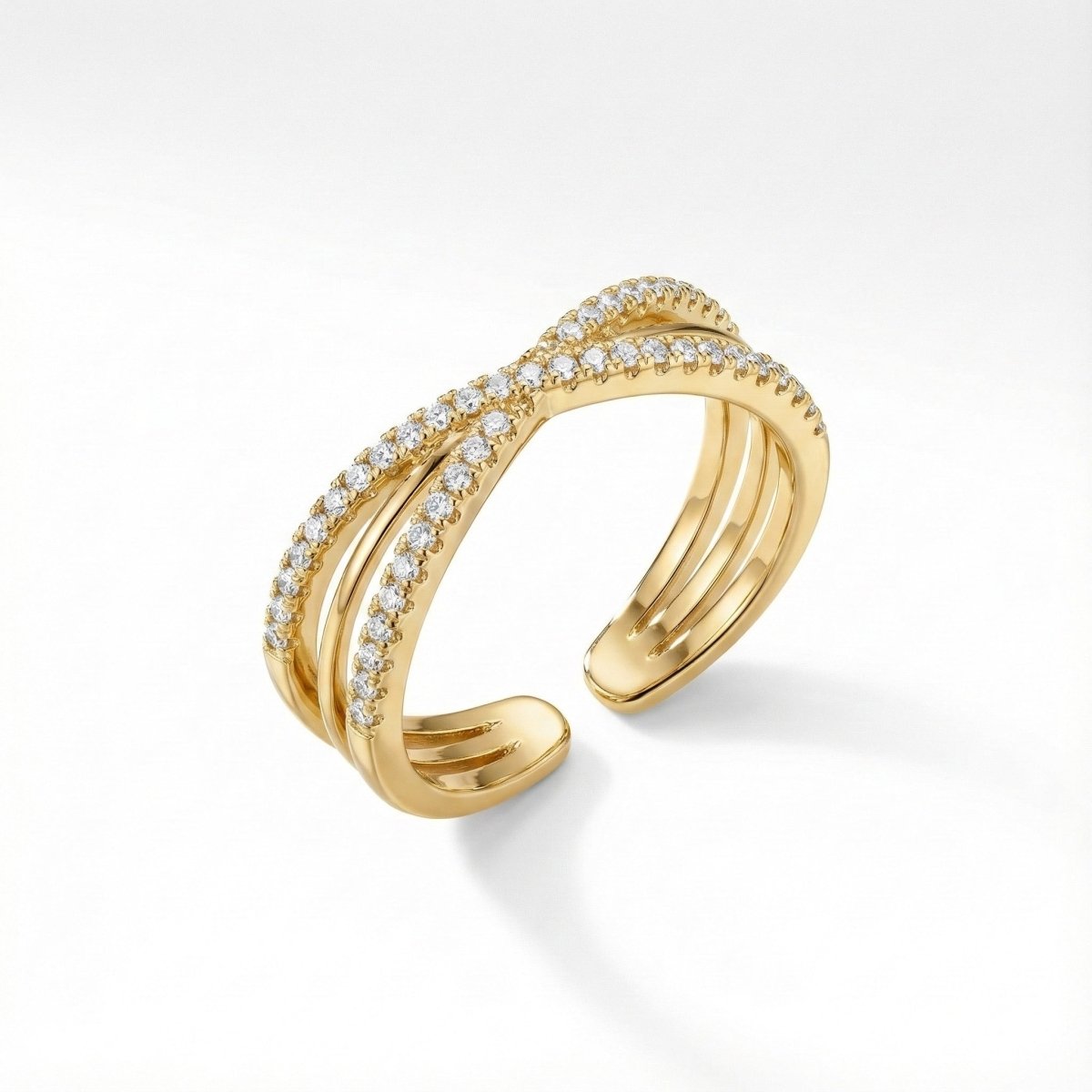 Confluence One™ Anillo ajustable de triple capa de acero inoxidable adornado con sutiles circones - Podios