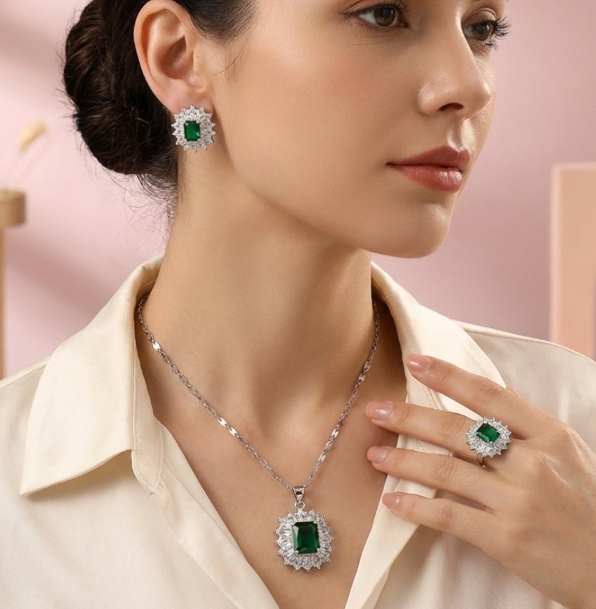 Conjunto Esperanza Full - collar, aros y anillo bañados en plata 925 - Podios