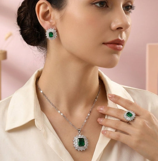 Conjunto Esperanza Full - collar, aros y anillo bañados en plata 925 - Podios