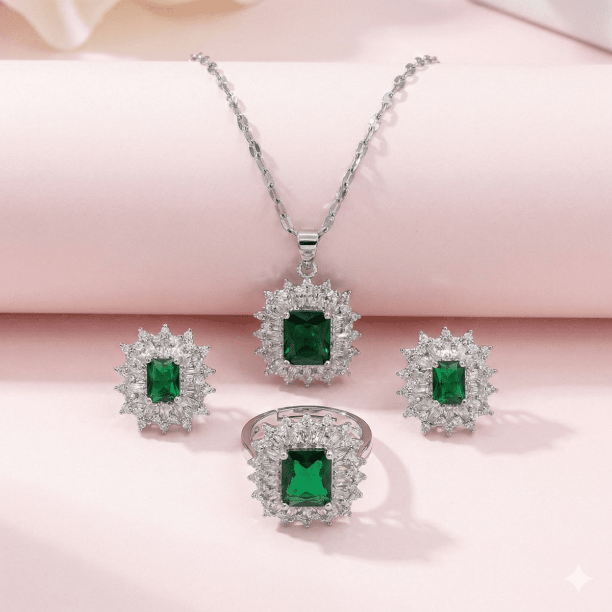 Conjunto Esperanza Full - collar, aros y anillo bañados en plata 925 - Podios