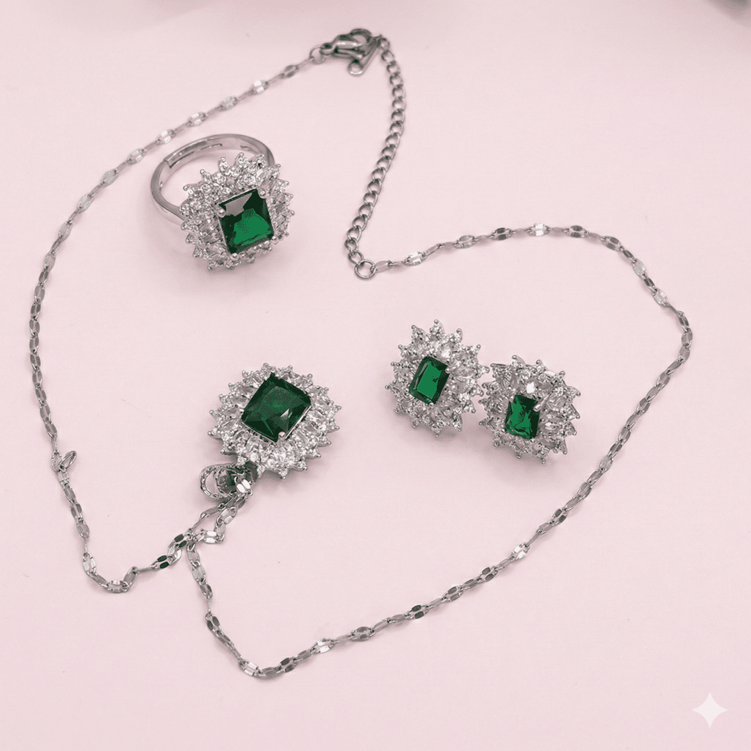 Conjunto Esperanza Full - collar, aros y anillo bañados en plata 925 - Podios