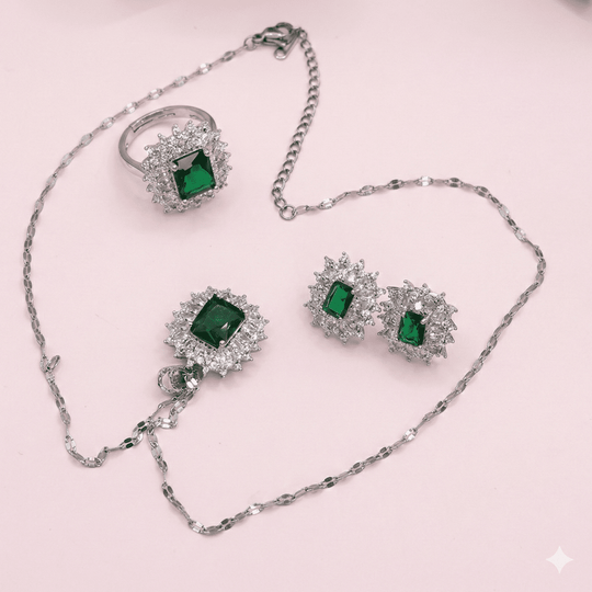 Conjunto Esperanza Full - collar, aros y anillo bañados en plata 925 - Podios