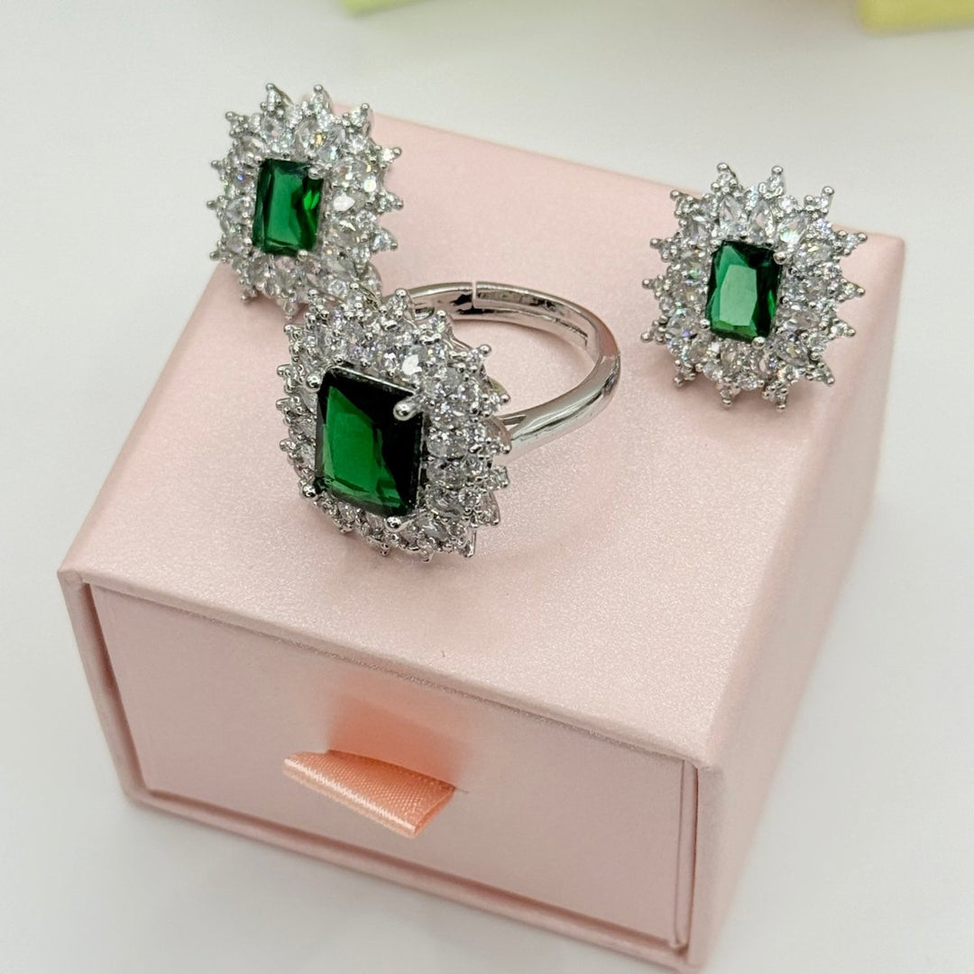 Conjunto Esperanza Full - collar, aros y anillo bañados en plata 925 - Podios