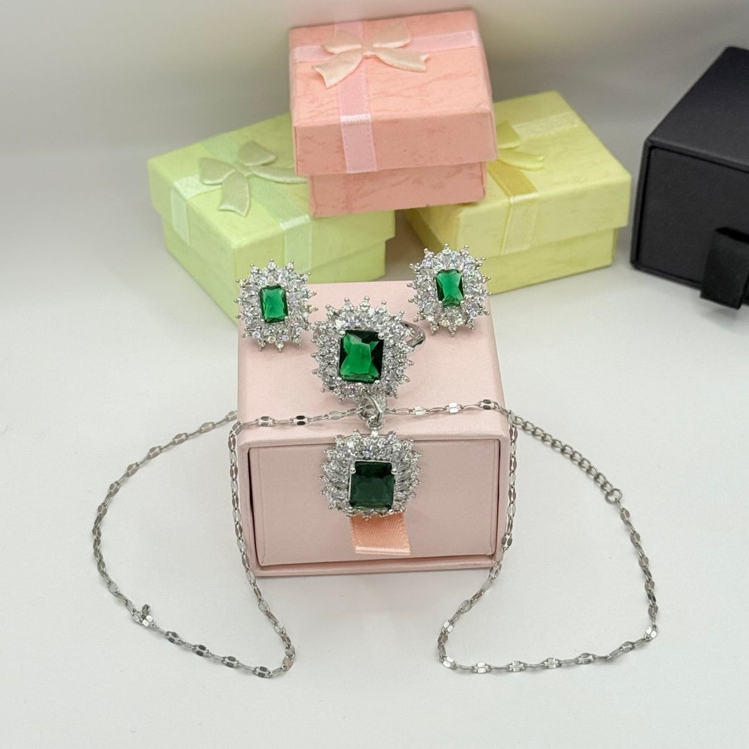 Conjunto Esperanza Full - collar, aros y anillo bañados en plata 925 - Podios
