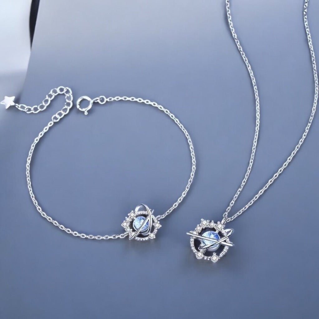 Conjunto Galaxy Plata 925 Collar y Pulsera - Podios