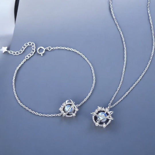 Conjunto Galaxy Plata 925 Collar y Pulsera - Podios